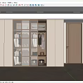 Modern Wardrobe Interior Design With Glass Doors Hanging Clothes And Storage Boxes