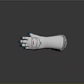 White Professional Glove With Blue Fingertips And Metal Wrist Components