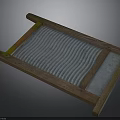 Traditional Wooden Frame Sieve With Blue Mesh And Sturdy Border Structure