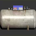 Silver Cylindrical Industrial Storage Tank With Blue Control Unit And Metal Legs