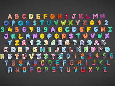Colorful Alphabet Letters And Numbers Vibrant Decorative Stickers For Kids Household Supplies 3d model