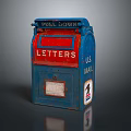 Vintage U.S. Mail Pull Down Letter Box With Red Letters And Blue Body