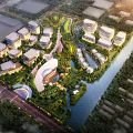 Aerial View Urban Planning With Modern Buildings Green Spaces And Waterfront