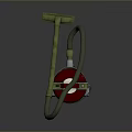 Modern Computer Vacuum Cleaner With Red Top Silver Barrel Green Hose And Wheels