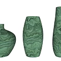 Three Green Decorative Ceramic Vases With Marble Pattern And Different Shapes 3d model