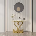 Modern Stylish Console Table Interior With Marble Top And Circular Wall Decor 3d model