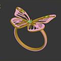 Butterfly Shaped Gold Ring With Diamond Decorative Jewelry For Daily Use