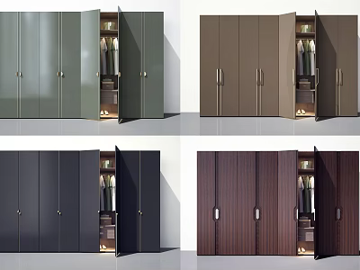 Modern Wardrobe Designs In Multiple Colors With Sleek Doors And Storage Space 3d model