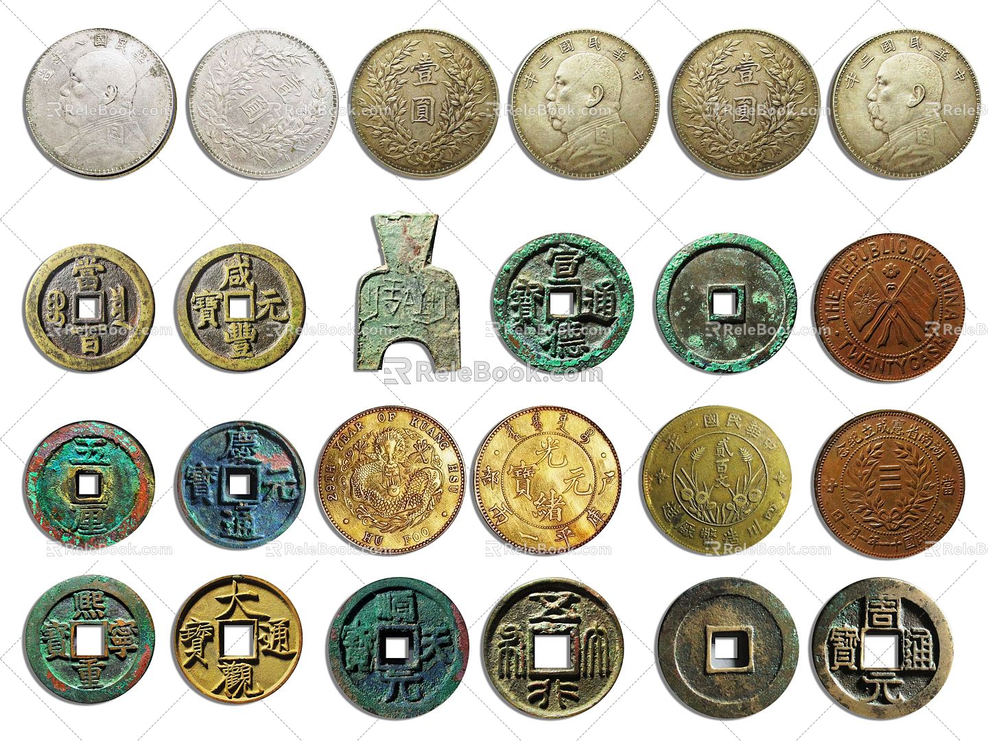 Copper coins, ancient coins, knife coins, copper coins, silver dollar tickets, silver tickets, gold coins, commemorative coins, ancient coins, money 3d model