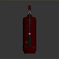 Red Portable Fire Extinguisher With Handle Hose And Label On White Background