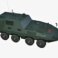 Armored Green Military Functional Vehicle With Red Cross Six Wheels And Antenna