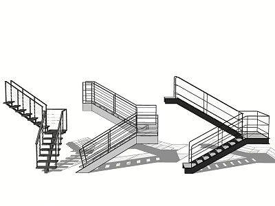 Modern Stair Iron Stair Handrail Stair 3d model