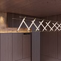 Elegant Specialty Store Interior With Wooden Ceiling And Cross Shaped Pendant Lights