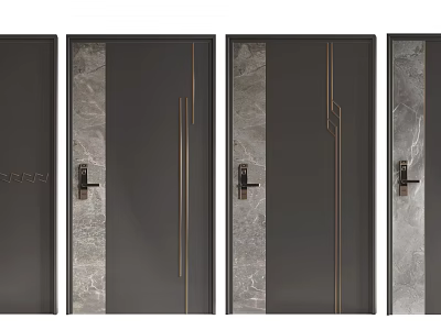 Modern Security Doors With Different Design Styles Metal Frames And Marble Texture 3d model