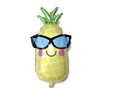 Cute Pineapple Shaped Foil Balloon With Sunglasses Smiling Face And Blush 3d model
