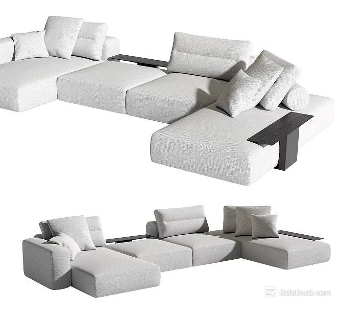 Modern Sectional Sofa With Modular Design Plush Cushions And Comfy Seating 3d model