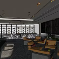 Elegant Modern Sales Office Interior With Comfortable Seating Reception Area And Decorative Wall