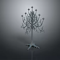 Decorative Tree Plant Sculpture With Multiple Branches And Star Shaped Tops On Root Like Base