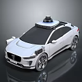 White Autonomous Car With Roof Sensor And Modern Design Features