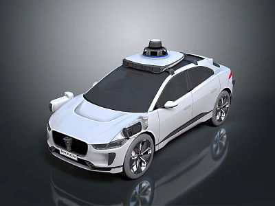 White Autonomous Car With Roof Sensor And Modern Design Features 3d model
