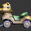 Children's Bear Shaped Toy Car with Green Seat Purple Wheels and Blue Pedal