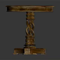 Classic Round Wooden Table With Twisted Pedestal Base And Solid Wood Top