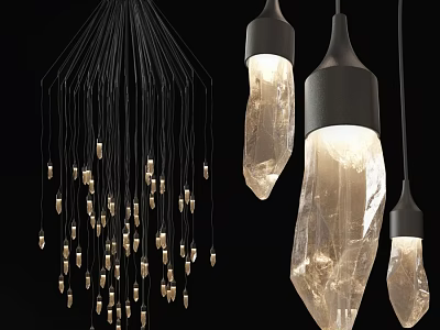 Modern Crystal Chandeliers With Black Fixtures And Illuminated Pendant Design 3d model