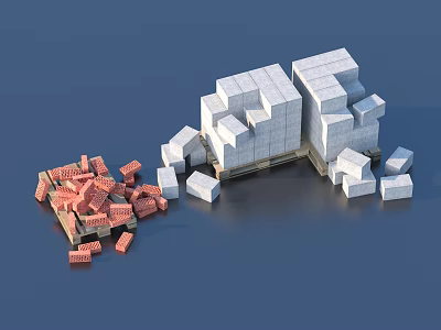 cement brick red brick building materials 3d model