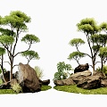 Plant pile landscape landscape stone shrub plant combination 3d model