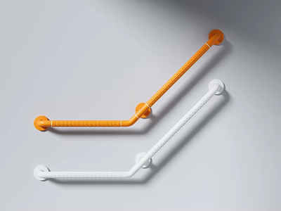 Orange And White Grab Bars With Anti Slip Design For Safety 3d model