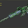 Futuristic Mechanical Weapon Featuring Intricate Patterns Blue Accents And Sharp Metallic Tip 3d model