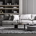 Modern Living Room Sofa Coffee Table Set With Soft Pillows And Decorative Rug