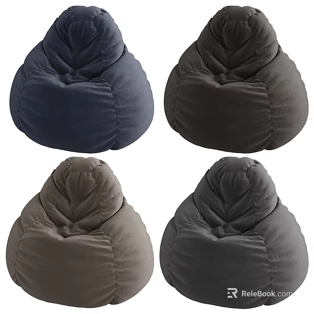 Cozy Bean Bag Chairs In Various Colors For Modern Living Room 3d model 