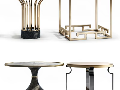 Modern Coffee Tables With Metal Frame Geometric Design And Marble Top 3d model