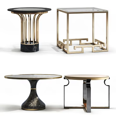 Modern Coffee Tables With Metal Frame Geometric Design And Marble Top 3d model