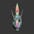 Cute Blue Unicorn Plush Toy with Rainbow Mane Wings and Pink Hooves on Black Background