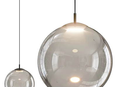 Modern Transparent Glass Ball Pendant Lights With Large And Small Design 3d model