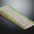 Concrete Ramp Structure With Stair Steps And Green Grass Edges Design 3d model