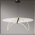 Modern Chandelier With White Disc Gold Crescent And Black Accent Lighting