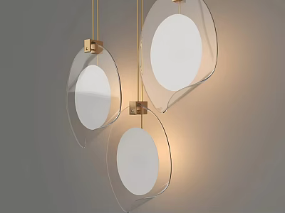 Modern Transparent Irregular Pendant Lights With Gold Metal Brackets And White Light 3d model