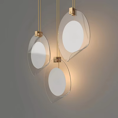 Modern Transparent Irregular Pendant Lights With Gold Metal Brackets And White Light 3d model
