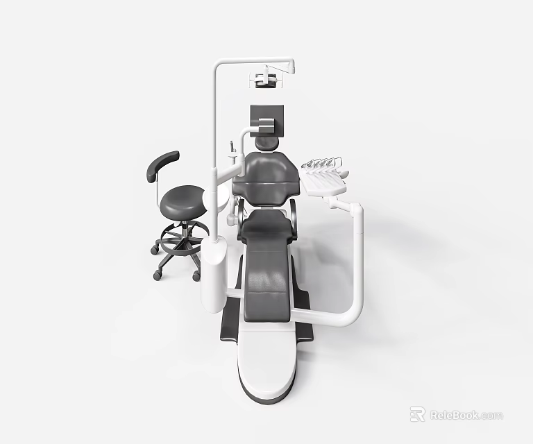 Ergonomic Medical Equipment Dental Chair With Adjustable Headrest LED Lighting Control Panel And Stool 3d model 