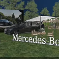 Night Garden Landscape with Grass Lawn Tent Display Cars Lighting and Mercedes Benz Signage