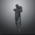3D Military Style Figure Model Wearing Helmet Holding Square Object In Standing Pose