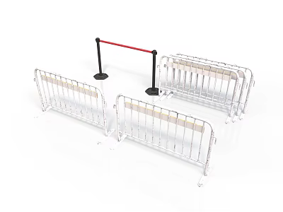 Portable Metal Barricades And Red Rail Stanchion For Crowd Control Setup 3d model