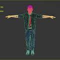 Game and Movie 3D Character Male With Black Jacket Red Tshirt Blue Jeans Open Arms