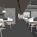 Spacious Modern Public Office Space Featuring White Chairs Desks Yellow COPY Wall And Lockers