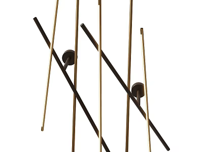 Sleek Modern Wall Lamp with Crossed Brass and Black Metal Rods in Contemporary Design 3d model
