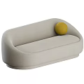 Modern Yellow Curved Multi Seater Sofa With Gray Round Pillow 3d model