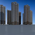 Modern Multiple High Rise Residential Buildings Exterior View In Urban Area